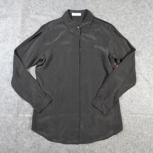 Equipment Femme Top Womens Extra Small Silk Button Front Long Sleeve Black Luxe - Picture 1 of 10